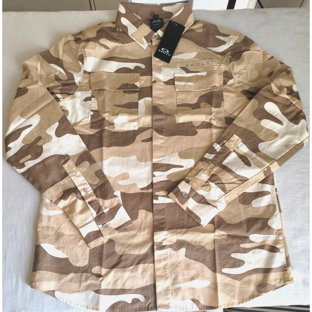 Oakley Men's Icon Camo Cargo Shirt Medium Regular Fit RFID Desert Army Military